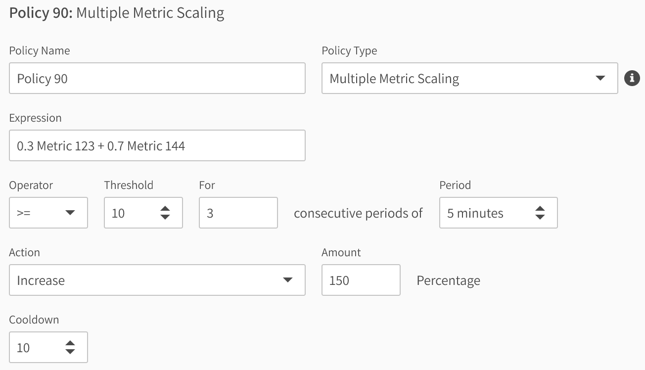 Add Policy form in Elastigroup Simple Scaling Policies
